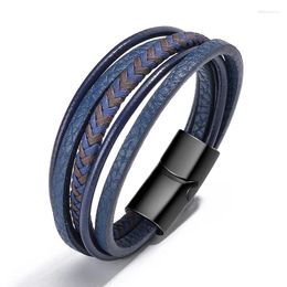 Charm Bracelets European Handmade Braided Men Leather Bracelet Bangle Multi Layer Magnetic Clasp For