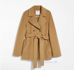 Luxury Coat Cashmere Coat Designer Coat Womens Wool Blend Coat Sportmaxs 2024 Spring/Summer New Product Sheep Wool And Cashmere Double Breasted Coat