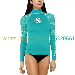 Women's Swimwear 2024 Women Printed Rash Guard Long Sleeve UV Sun Protection Surf T Shirts Skin Dive Top Beach Surfing Clothes Floatsuit