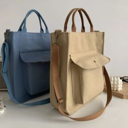 Bags Hylhexyr Pure Colour Casual Tote Portable College Girls Student Shoulder Bags Plain Female Handbag Simple Canvas Crossbody Bag