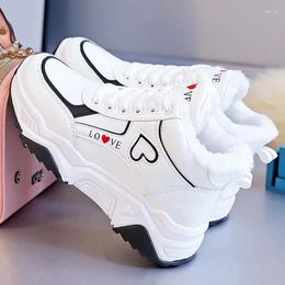 Casual Shoes Platform Winter Sneakers Women Plush Wedge Sneaker Warm Cotton Female Lace-up Chunky Running For Woman