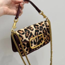 New leopard print leather metal chain bag shoulder tote bag luxury shoulder bags women crossbody bag canvas purse bag