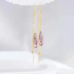 Dangle Earrings 2024 Long Metal Tassel Fine Crystal Drop Fashion Trendy Water Modelling Women Jewelry