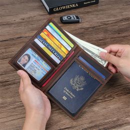 Wallets Crazy Horse Leather Passport Holder for Men and Women Abroad Travel Wallet Card Holder Multifunctional Leather Ticket Holder