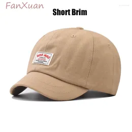 Ball Caps Short Brim Baseball Cap For Men Pure Colour Cotton Soft Women's Summer Fashion Label Outdoor Casual Sun Hats