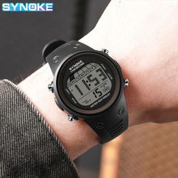 Wristwatches Men Watch 5ATM Waterproof Digital Electronic Wristwatch PU Strap Outdoor Sports Watches Reloj Hombre