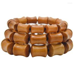 Decorative Figurines Chinese Feng Shui Bamboo Festival Shape Natural Peach Wood Bracelet Beads Special Car Gear Bead Pendant Home Decor