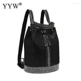 School Bags Sequins Cowhide Women's Backpack 2024 Good Quality Female Shoulder Back Mochila Travel Bagpack Purse For Women Glitter