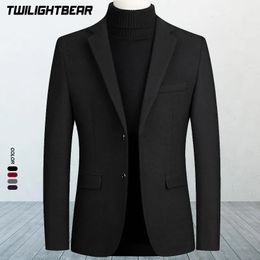 Mens Wool Blazers Male Suit Jacket Oversized Solid Business Casual Winter Men Clothing Wedding Coat 4XL BFJ002 240407