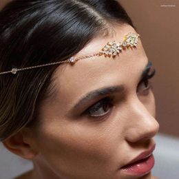 Hair Clips Stonefans Zircon Forehead Chain Headpiece Jewellry For Women Simple Headbands Wedding Accessories Decoration Bride Gift
