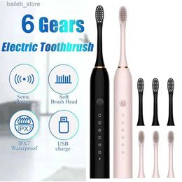 Toothbrush Adult Electric Toothbrush Smart USB Rechargeable Teeth Clean Whitening Sonic Toothbrush Timing Tooth Brush With Replacement Head Y240419MXASMXAS