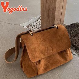 Shoulder Bags Yogodlns Autumn Winter Fleece Bag Female Frosted Leather Crossbody Retro Large Capacity Messenger