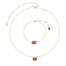NEW Wholesale Fashion Gold Colour Neon Enamel Geometric CZ Beaded Charm Link Chain Choker Necklace Bracelet Jewellery