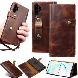 Wallets for Coque Samsung Note 20 Ultra S20 Plus Note 10 S10 Real Leather Flip Wallet Finger Strap Grip Cover Case for Samsung S20 Funda