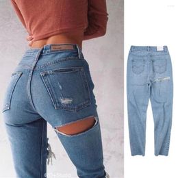Women's Jeans Fashion Sexy High Waist Women Streetwear Pants Buttocks Hole Ripped Boyfriend For