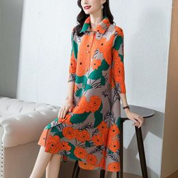 Casual Dresses 2024 Fashion Mini Print Skirt French Loose Tight Holiday Bottom Autumn Versatile Long Sleeved Shirt Vestidos