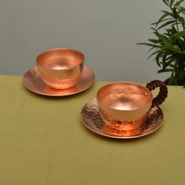 Coffee Pots 1PCS Handmade Thickened Pure Copper Water Tea Wine Cup Set With Tray