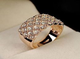 Wedding Rings Wide Finger For Women With Shiny Cubic Zirconia Rose Gold Colour Crystals Engagement Female AnelWeddingWedding4632797