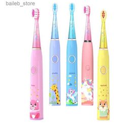 Toothbrush Electric Toothbrush Cartoon s Clean With Replacement Head Ultrasonic IPX7 Waterproof Rechargeable Sonic Toothbrush s Y240419