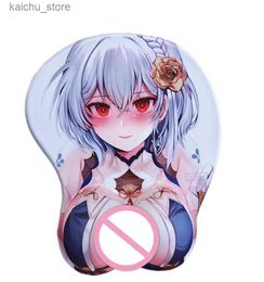 Mouse Pads Wrist Rests Azur Lane HMS Sirius Prinz Eugen Rem 3D Oppai Mouse Pad Kawaii Anime Gaming Mousepad with Soft Silicone Wrist Rest for Pc Gamer Y240419