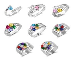 Cluster Rings Personalised Customised Family Name Ring With Birthstone Silver Colour Engraved Rings For Women Mothers Day Gifts 2215440829