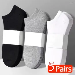 Men's Socks 5Pairs Men Simple Boat Summer Spring Breathable Non-slip Silicone Invisible Cotton Male Ankle Sock Slippers Meia