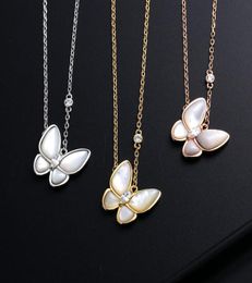 Butterfly white shell Pendant necklace female silver luxurious design 18K gold Plated simple temperament clavicle chain necklaces 8833290