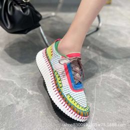 Shoes Outdoor High Version Celebrity Style Rainbow Series Sports Leisure Women's Colour Blocking Thick Soles Hand Sewn Fisherman's