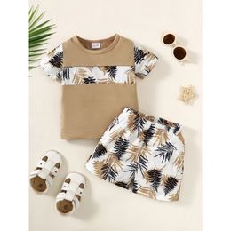 3-24 Months Baby Boy Clothes Set Short Sleeves TopShorts 2PCS Summer Daily Casual Outfit Toddler Boy Beach Style Clothing 240418