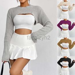 Women's Sweaters INS pullover knitted top for women's niche design, ultra short style with sexy half cut top fashion T Shirt tops