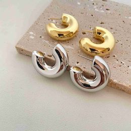 Other C-shaped Exaggerated Big Smooth Hoop Earrings for Women Aros Simple Round Loop Ear Wedding Jewellery Brincos Cool Gift 240419