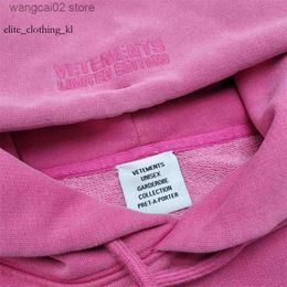 Fashion Designer Men's Hoodies Sweatshirts 2023fw Washed Pink Vetements Hoodie Men Women I Did Nothing I Just Got Lucky Vintage Hooded Oversized Pullover 339