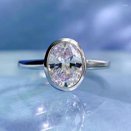 Cluster Rings 2024 925 Silver 6 8 Oval Synthetic Gemstone Ring With Clear Cubic Zirconia Wedding Engagement