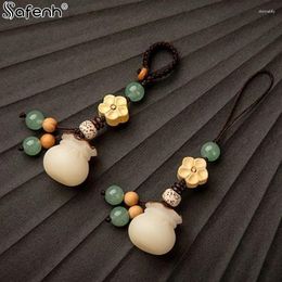 Keychains 1pcs Buddhism Lotus Flower Keychain Accessories Wooden Buddha Lucky Beads Keyring Pendant Car Bag Key Chain Buddhist Gift