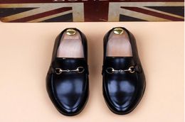 wedding dress shoes Homecoming men black horse bit buckle designer business shoes Smoking Slipper US7772912