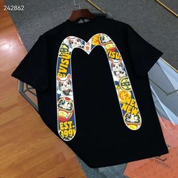 24 Summer EV Goddess Dragon Year Large M Letter Fortune Cat Print Casual And Women's Loose Round Neck Short Sleeve Men's T-Shirt 143901