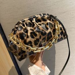 Bags Luxury leopard gold chain Shoulder bag Soft Leather Hobos Bag fashion Crossbody Bag And cloud bag