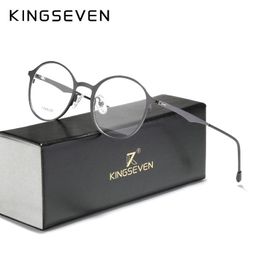 KINGSEVEN 2023 Round Optical Lenses Glasses Frame Men Myopia Women Prescription Eyeglasses Male Metal Eyewear 240410