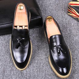 Casual Shoes Men's PU Dress Slip On Tassel Flats Oxford Comfortable Loafers Formal Business Office Driving Moccasins