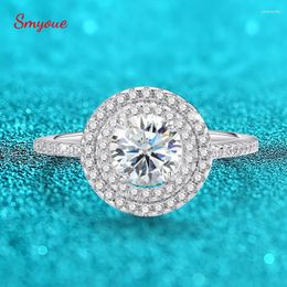 Cluster Rings Smyoue 1CT 2CT Zircon/moissanite For Women Round Luxury Wedding Jewellery 925 Sterling Silver Lab Diamond Band Wholesale