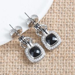 Dangle Earrings Elegant Geometric Eardrop Square Inlay Black Zircon Stone Fashion Jewellery Accessories Gifts For Women