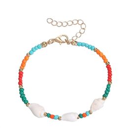 Bohemian Double Layered Rice Bead Shell Necklace Women's Beach Style