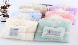 Coral Fleece Bath Towels Face Cloth Set Solid Colour Soft Turbans High Density Good Quality Water Absorption Towel Body Wraps Bathr8134127