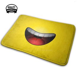 Carpets Happy Grinning Bright Yellow Monster Smile 3D Household Goods Mat Rug Carpet Cushion Funny Comedy Smily