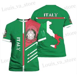 Men's T-Shirts Italy T-Shirts Italian Flag Emblem 3D Print Strtwear Men Women Fashion Oversized Short Slve T Shirt Kids Ts Tops Clothing T240419