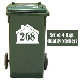 4Pcs Custom Rubbish Trash Can Wheelie Bin House Number Stickers Decal Garage Home Decor 240419
