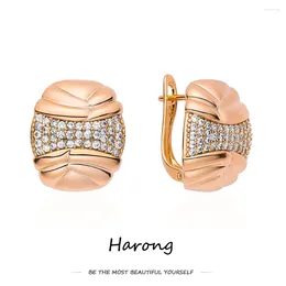 Stud Earrings Harong Luxury Copper Crystal Rose Gold Color Women Girls Classic Jewelry Accessories Gifts For Engagement Wedding
