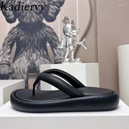 Slippers Summer Flip Flop Flat Women Holiday Beach Shoes Genuine Leather Hollow Outs Black White Comfort Slides Woman