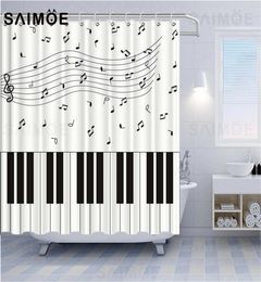 SAIMOE Piano Keys Shower Curtains Waterproof Music Lovers Bath Curtain Musical Note Curtains For Bathroom Home Decor With Hooks2572842