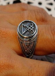 Sigil of Lucifer 316L Stainless Steel Signet Ring Seal of Satan Biker Rings Gothic Occult Unisex Jewelry9900643